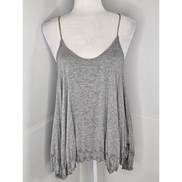 🎄 Red by BKE EUC flowy layered ruffle tank cami top Small heather grey - Picture 4 of 17